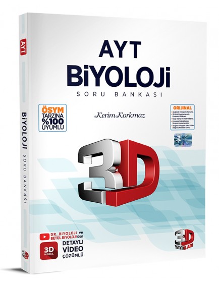 3D Yayınları Ayt Biyoloji Tamamı Video Çözümlü Soru Bankası