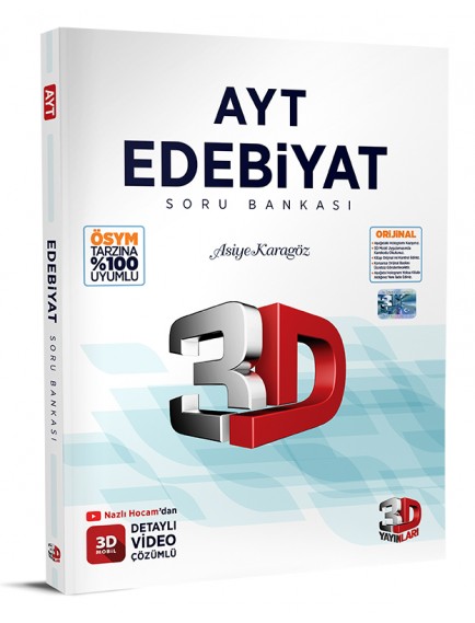 3D Yayınları Ayt Edebiyat Tamamı Video Çözümlü Soru Bankası