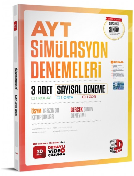 3D Yayınları Ayt Sayısal 3Lü Simülasyon Denemeleri
