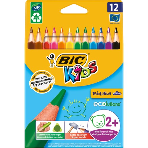 Bic Kids 12 Renk Jumbo Boy Üçgen Evolution Kuru Boya
