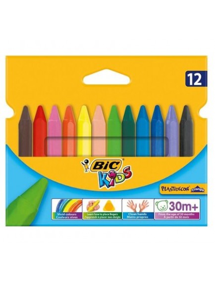 Bic Mum Boya Plastidecor Karton Üçgen 12Li