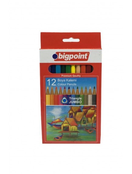 Bigpoint 12 Renk Üçgen Jumbo Kuru Boya Kalemi 943-121