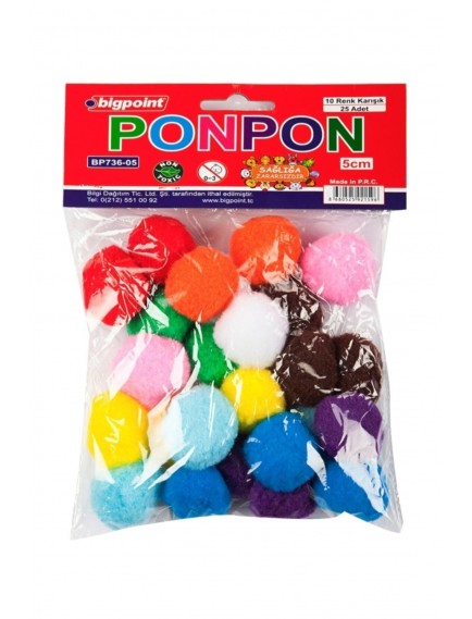Bigpoint 25'Li 5Cm 10 Renk Ponpon Bp736-05