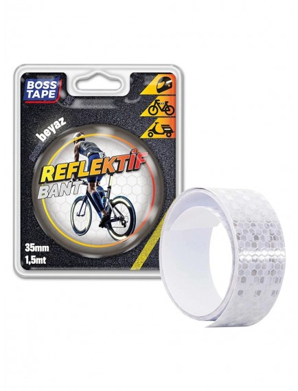 Boss Tape Reflektif Bant Beyaz 35Mmx1,5Mt Bt-09002