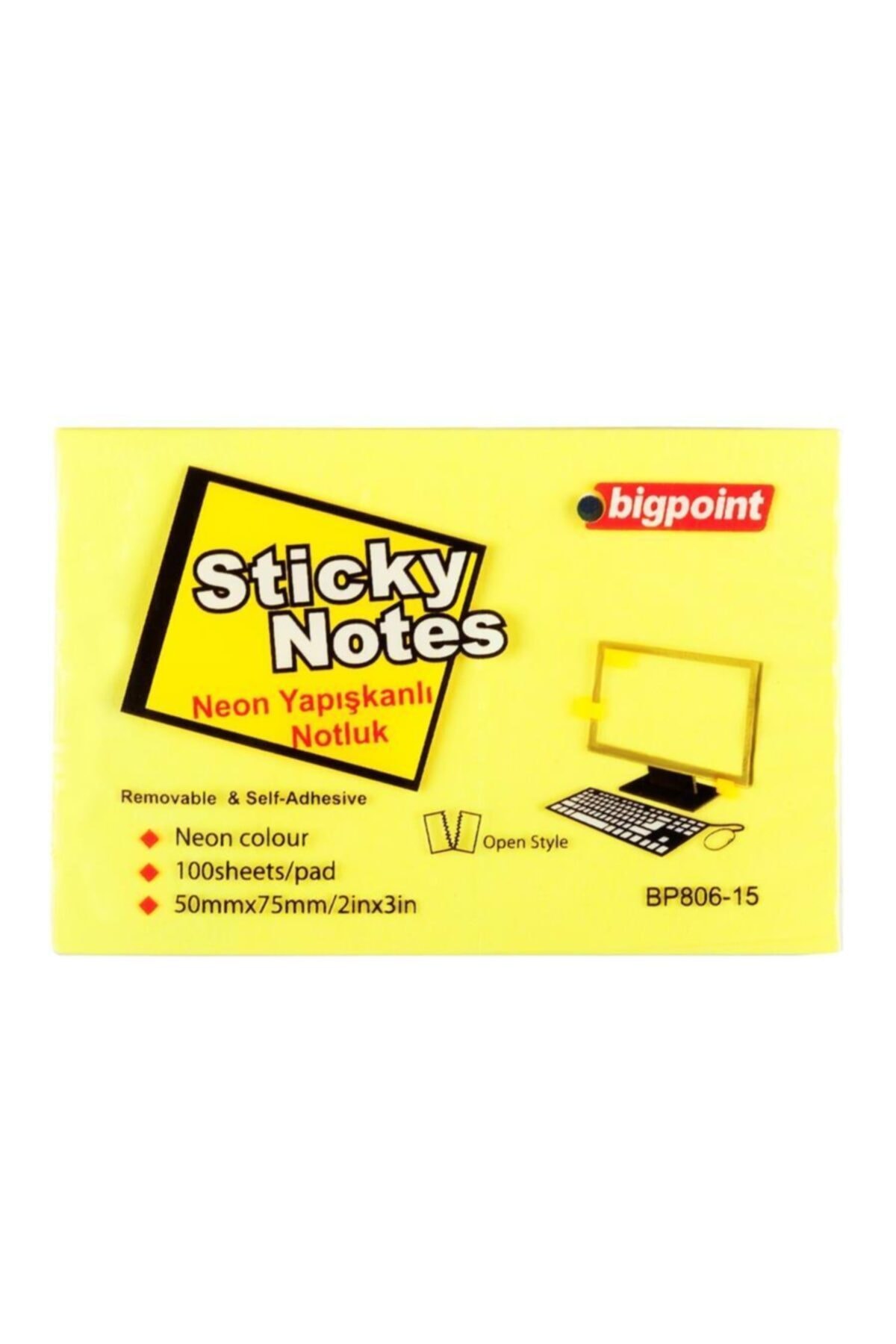 Bigpoint Neon Sarı 75X50 Yapışkanlı Not Kağıdı Bp806-15
