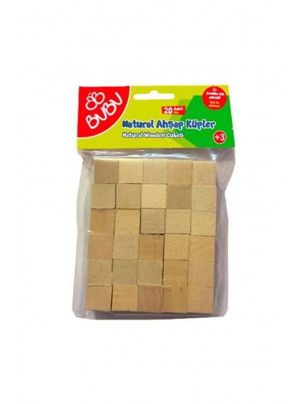 Bu-Bu Ahşap Küpler Natural 20 Parça Bubu-Hs0033