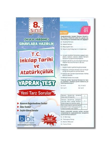 Bulut Eğitim Yayınları 8. Sınıf T.C. İnkılap Tarihi Ve Atatürkçülük Yaprak Test