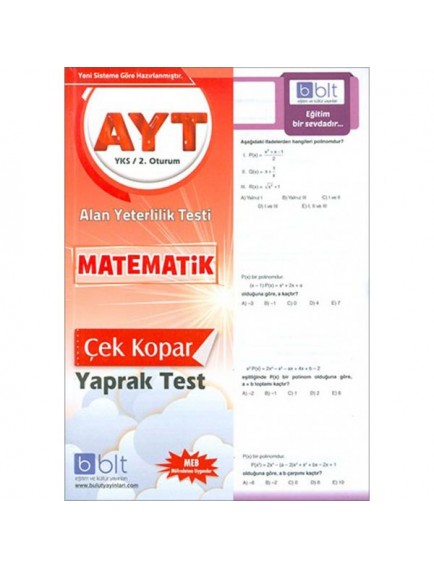 Bulut Eğitim Yayınları Ayt Matematik Yaprak Test