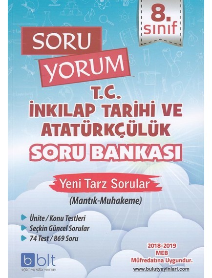 Bulut Eğitim Yayınları  8. Sınıf T.C İnkılap Tarihi ve Atatürkçülük Soru Bankası