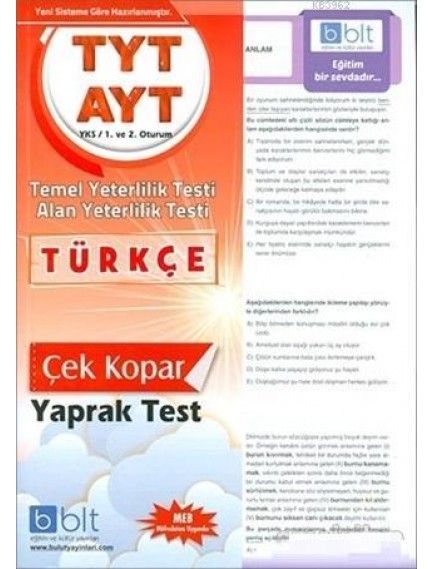 Bulut Eğitim Yayınları Tyt-Ayt Türkçe Yaprak Test