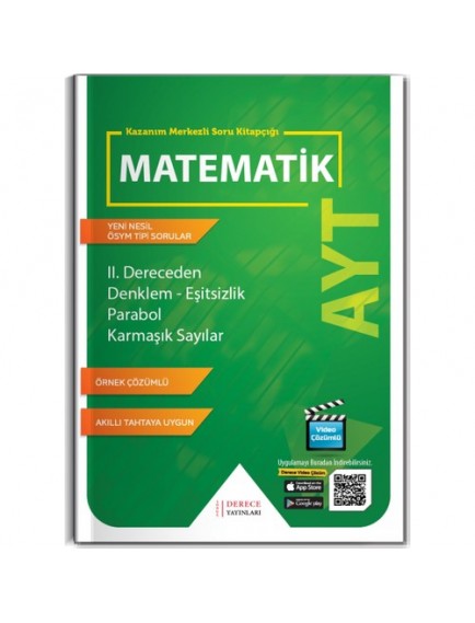 Derece Yayınları Ayt Matematik Iı.Dereceden Denklem - Eşitsizlik - Parabol - Karmaşık Sayılar