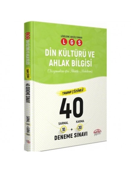 Editör Yayınları 8. Sınıf Lgs Din Kültürü Ve Ahlak Bilgisi Tamamı Çözümlü 40'Lı Deneme