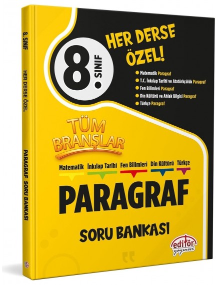 Editör Yayınları 8. Sınıf Tüm Branşlar Paragraf Soru Bankası 