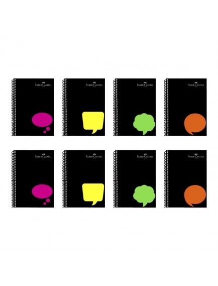 Faber Castell Spiralli Plastik Kapak Neon 80 Yaprak 8'li Defter Seti (4 Adet Çizgili - 4 Adet Kareli)