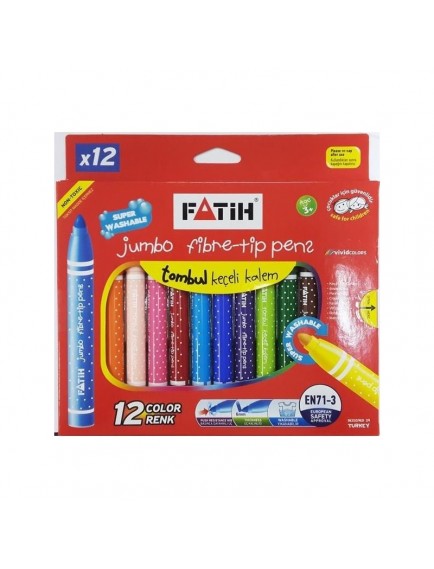 Fatih Keçeli Kalem Yıkanabilir Jumbo 12 Li