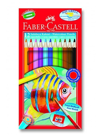 Faber-Castell Aquarell 12 Renk Tam Boy Kuru Boya Kalemi 517110622