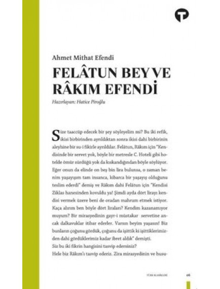 Felatun Bey ve Rakım Efendi - Ahmet Mithat Efendi - Turkuvaz Yayınları
