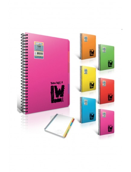 Gıpta 150 Yaprak Lw S-Type 4+1 Seperatörlü Plastik Kapak Çizgili Defter 2063