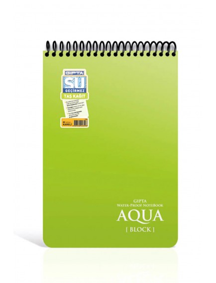 Gıpta 80 Yaprak A5 Aqua Block Üstten Spiralli Plastik Kapak Çizgili Defter 1920