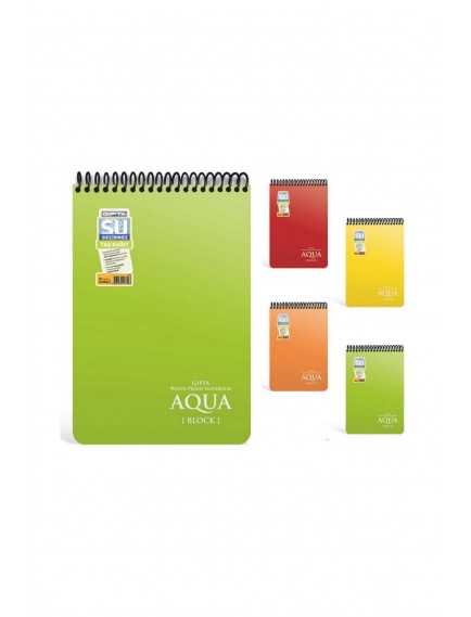 Gıpta 80 Yaprak A6 Aqua Block Üstten Spiralli Plastik Kapak Kareli Defter 1922