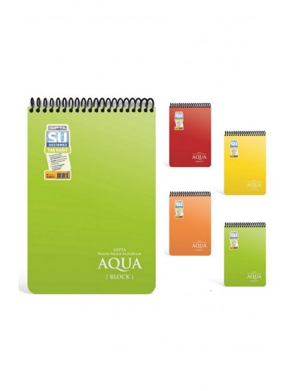 Gıpta 50 Yaprak A7 Aqua Block Üstten Spiralli Plastik Kapak Kareli Defter 1924