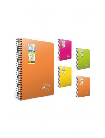 Gıpta 80 Yaprak A6 Aqua Neon Spiralli Plastik Kapak Kareli Defter 1916