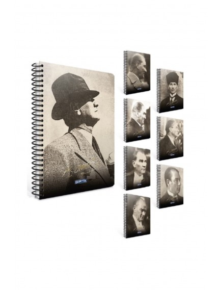 Gıpta 100 Yaprak 17X24 Atatürk Spiralli Sert Kapak Kareli Defter 2651