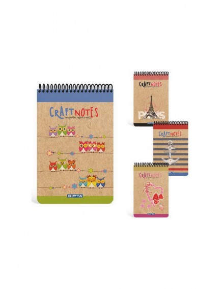 Gıpta 100 Yaprak A6 Craft Notes Üstten Spiralli Sert Kapak Kareli Defter 1790