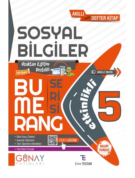 Günay Yayınları 5. Sınıf Sosyal Bilgiler Bumerang Etkinlikli Defter 