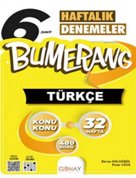 GÜNAY YAYINLARI 6.SINIF TÜRKÇE BUMERANG HAFTALIK DENEMELER (32 HAFTA)
