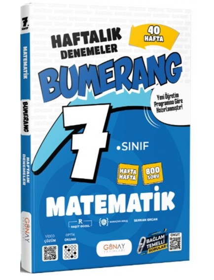 Günay Yayınları 7.Sınıf Matematik Bumerang Haftalık Denemeler(27)