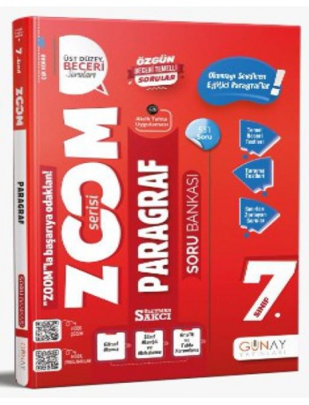 Günay Yayınları 7.Sınıf Paragraf Zoom Serisi Soru Bankası
