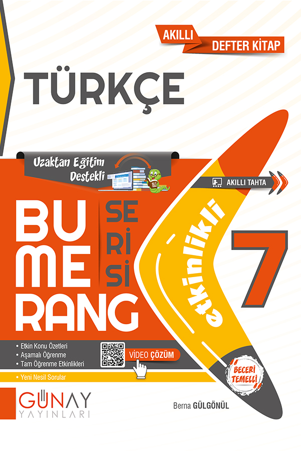 Günay Yayınları 7. Sınıf Türkçe Bumerang Etkinlikli Defter 