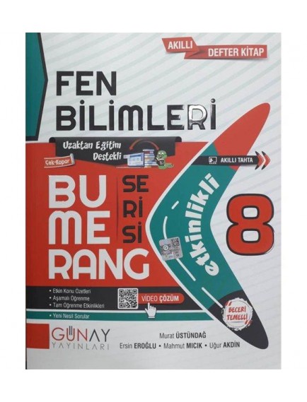 Günay Yayınları 8. Sınıf Fen Bilimleri Bumerang Etkinlikli Defter 