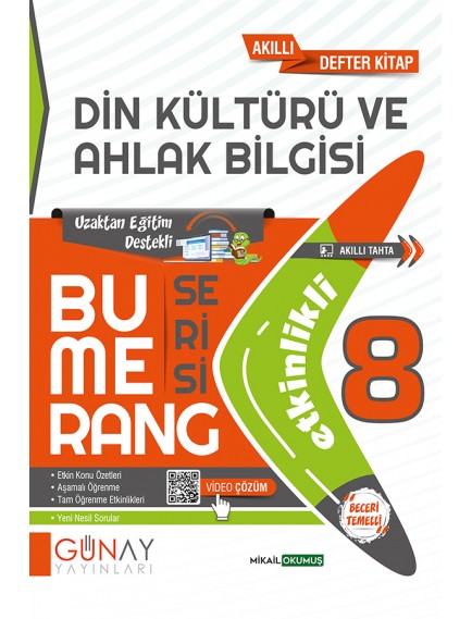 Günay Yayınları 8. Sınıf Din Kültürü Bumerang Etkinlikli Defter 