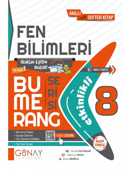Günay Yayınları 8. Sınıf Fen Bilimleri Bumerang Etkinlikli Defter 