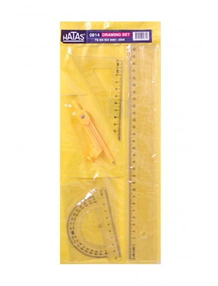 Hatas 4 Parça Çizim Seti(30Cm Cetvel-İletki-Gönye-Pergel) 0811