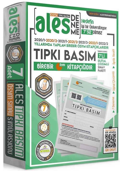 İnformal Yayınları Ales Ösym Çıkmış Soru Tıpkı Basım Türkiye Geneli Deneme Sınav Kitapçıkları Dijital Çözümlü 7Li Paket