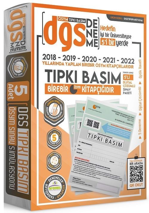 İnformal Yayınları Dgs Ösym Çıkmış Soru Tıpkı Basım Türkiye Geneli Dijital Çözümlü 5Li Deneme Paketi