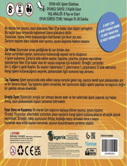 İşlem Düellosu-İlkokul Öğrencileri İçin-4 İşlem Becerisini Geliştirme