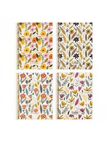 Kc 16,5x22,5 cm 80 Yaprak Çizgisiz Plastik Kapak Spiralli La Plume Flowers Defter (1 Adet)