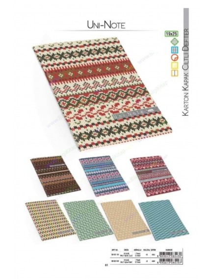 Keskin Color 58 Yaprak 18.5X26 Uni-Note Velvet Tel Dikiş Karton Kapak Kareli Defter 381722-99