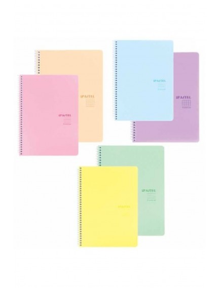 Keskin Color 80 Yaprak A4 Pastel Spiralli Plastik Kapak Kareli Defter