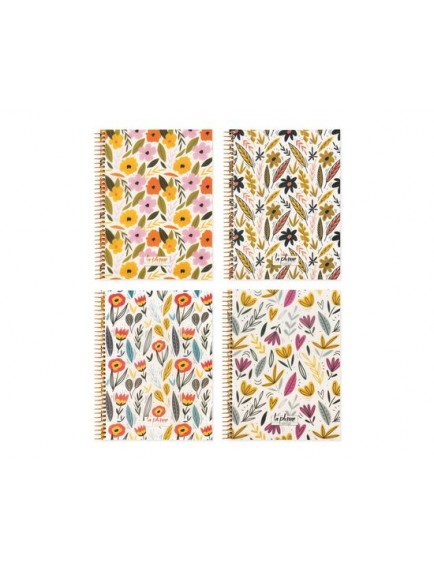 Kc La Plume Flowers Spiralli Plastik Kapak Defter 16,5x22,5 cm 80 Yaprak Çizgili (1 Adet)