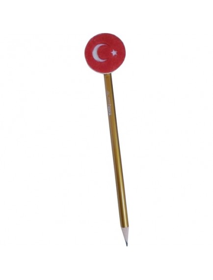 Kiddy World Türk Bayraklı  Silgili Kurşun Kalem