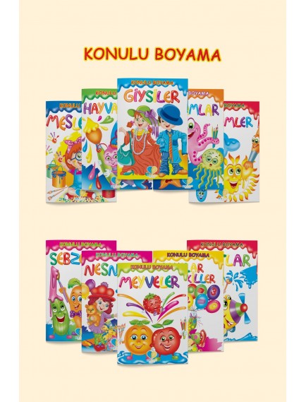 Konulu Boyama Serisi (10 Adet) - Kolektif - Manan Yayınları