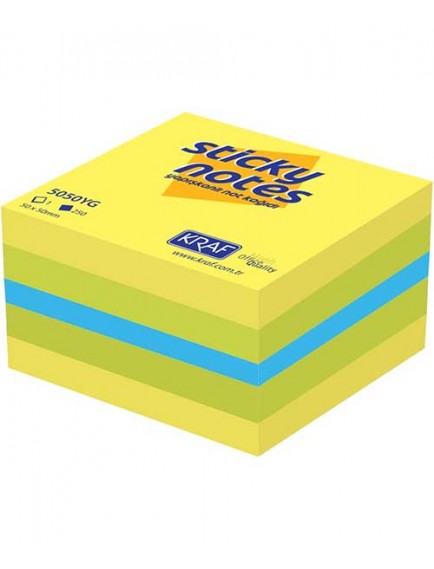 Kraf 50X50 Yapışkanlı Not Kağıdı Neon Yeşil-Sarı 5050Yg