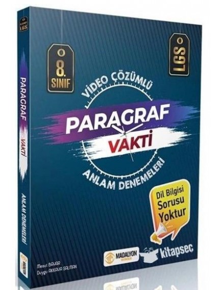 Madalyon Yayınları 8. Sınıf Paragraf Vakti Video Çözümlü Anlam Denemeleri