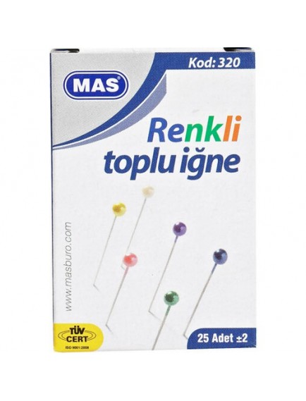 Mas 25'Li Renkli Başlı Toplu İğne 320