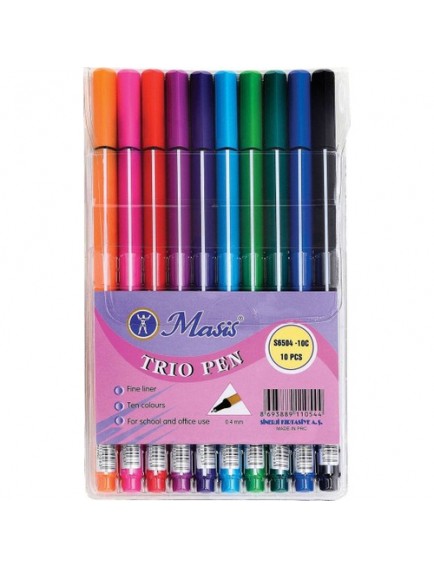 Masis 10 Renk Pvc Paket Trio Pen Keçeli Kalem 56504-1